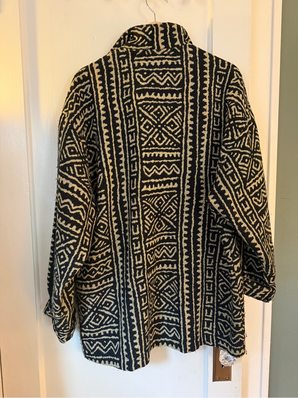 Vintage Black and Cream Patterned Woven Jacket